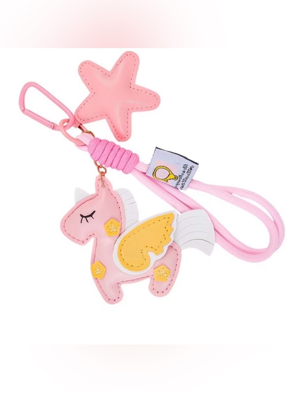 $48.00- Pink Vegan Leather Unicorn Star Rope Bag Charm